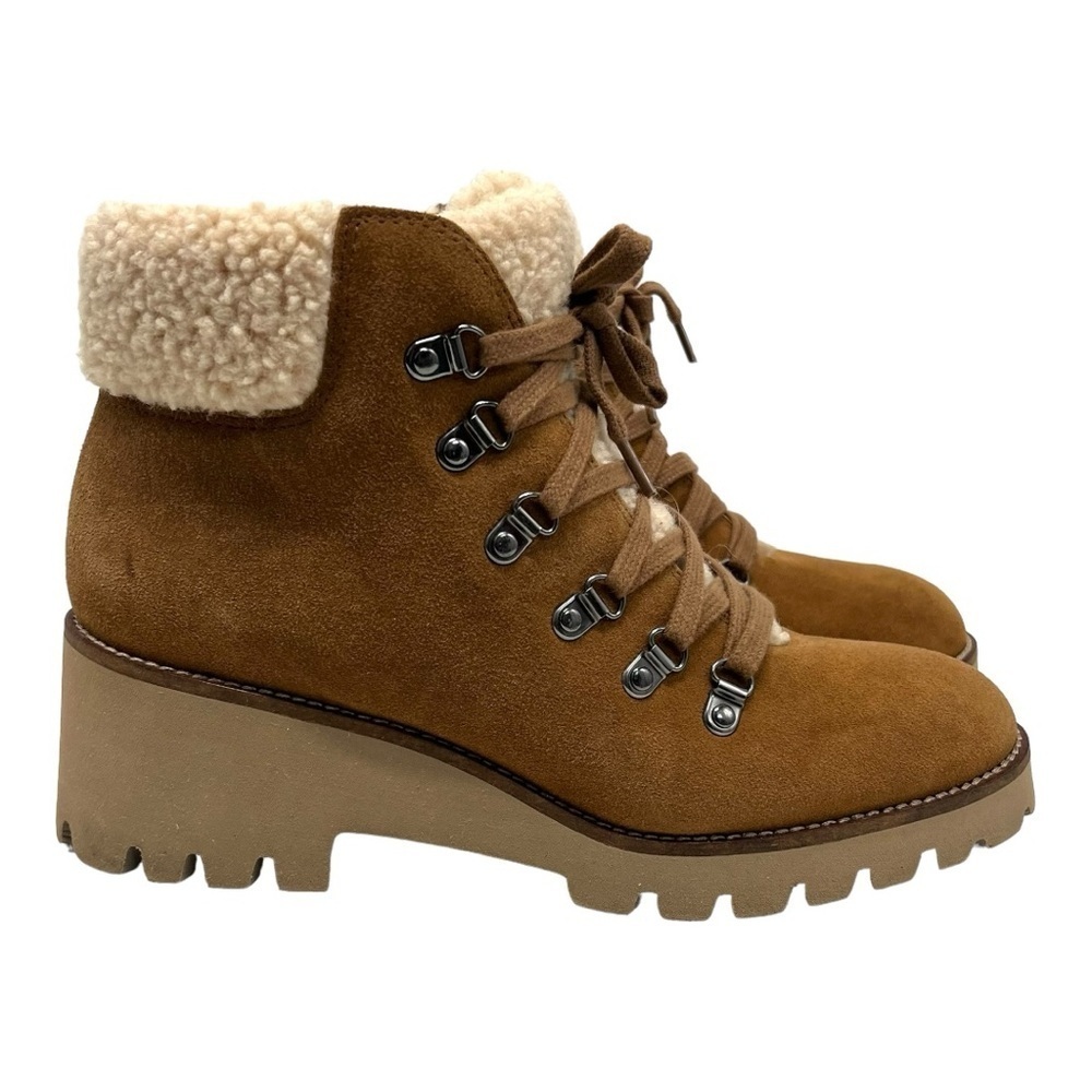Blondo Devin Camel Suede Waterproof Sherpa Lined Casual Hiking Boots Womens 8 - Picture 3 of 15